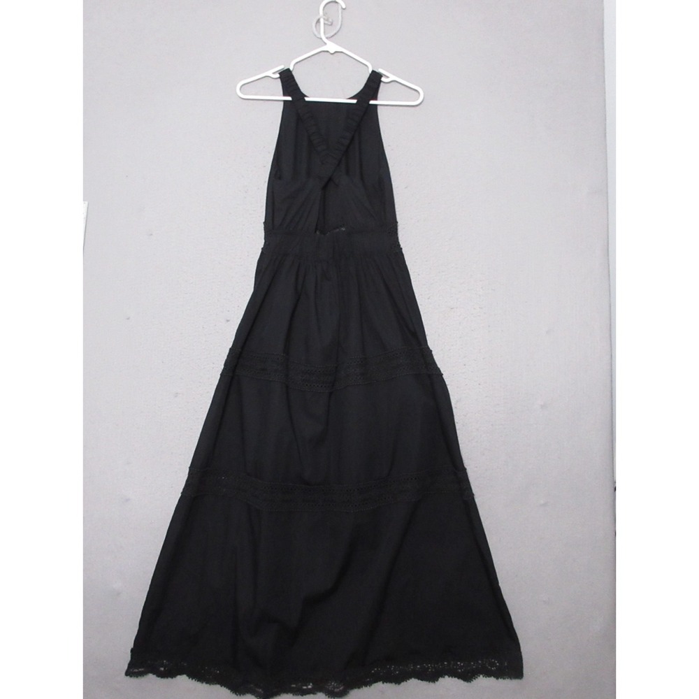 Abercrombie & Fitch Dress Medium Petite Black Lace Pockets Maxi Boho Cottage‎ - Picture 3 of 10